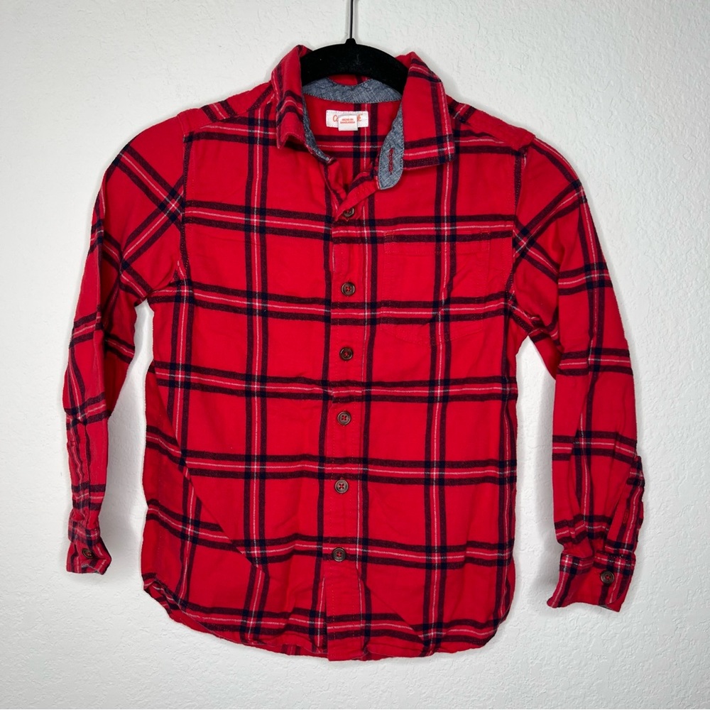 Cat & Jack Boys Red Plaid Button Down Shirt